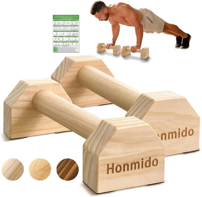 Wooden Parallettes 2 PCS Push up Stand for Floor Calisthenics Bars Home, Handles