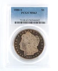 US 1880-S Morgan 90% Silver Dollar San Francisco Mint Coin PCGS MS63 Deep Toning