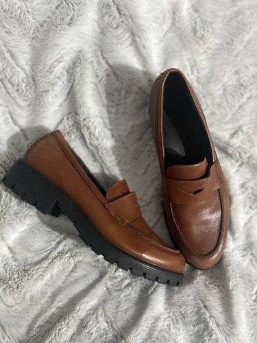 Mocassini donna Ecco Modtray nuovi senza etichette pelle marrone