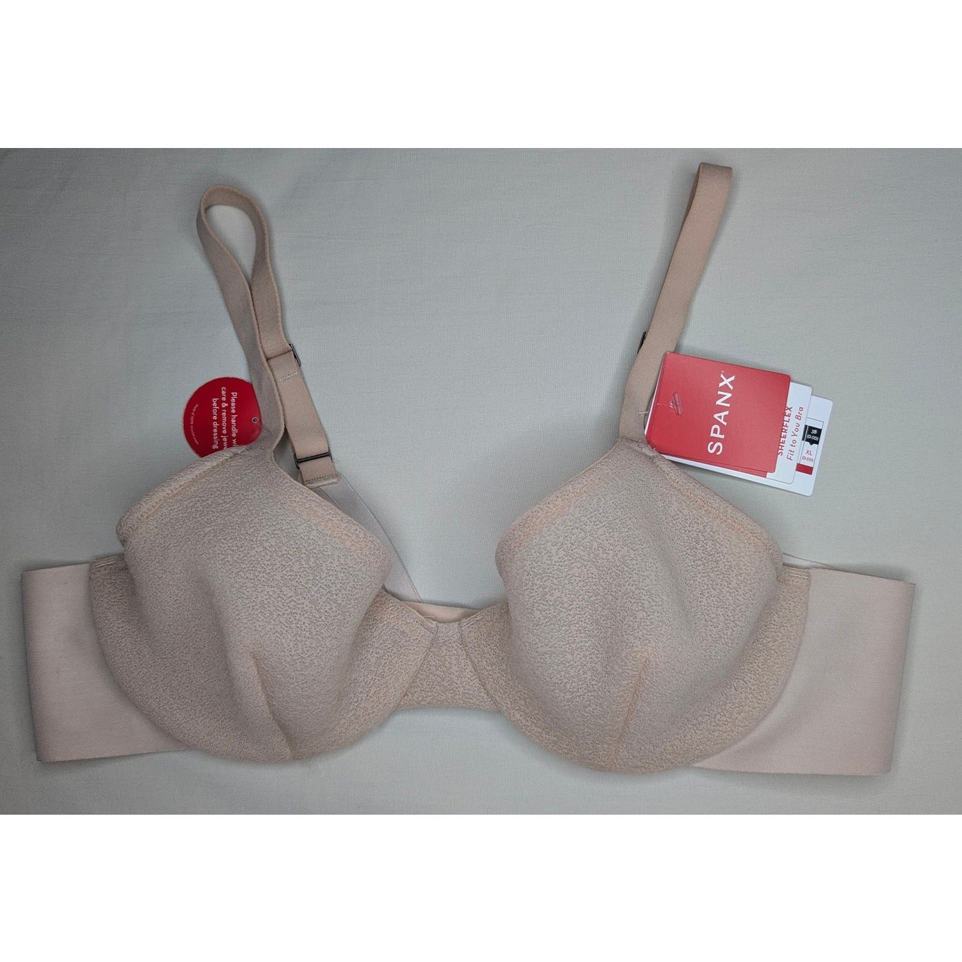 Spanx SheerFlex Fit To You Demi Underwire Bra NWT Large A-C Champagne Beige Chic