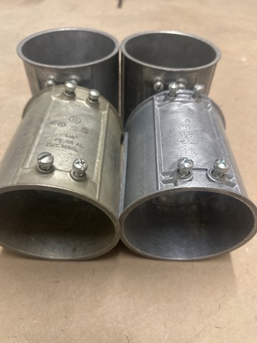 Lot of 4 Rigid Conduit Compression Couplings 3-1/2” –EMT/Rigid– Steel & Aluminum - Picture 2 of 3