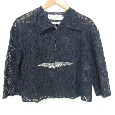 Christian Dior Raf Simons period sheer all-lace blouse size F34 navy Women USED
