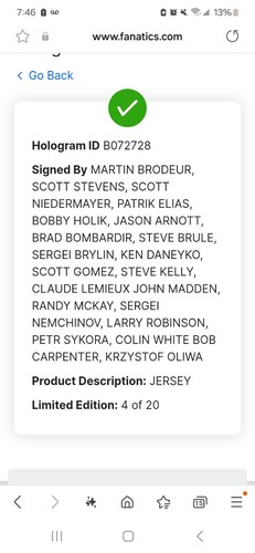 New Jersey Devils Signed Stanley Cup 99-2000 Team Hockey Jersey 4/20 Fanatics - Picture 8 of 8