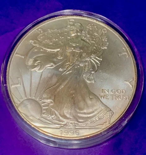 1996 KEY DATE Gem Uncirculated American Silver Eagle In Capsule- A Beauty!! .999