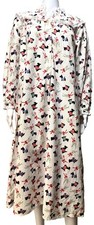 VTG Lanz Of Salzburg Flannel Long Nightgown Terriers White Cottagecore Size S
