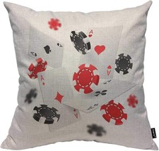Poker Chips and Aces Cotton Linen Throw Pillow Case Las Vegas Gambling,Fortune