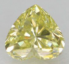 0.19 Carat Canary Yellow VVS1 Heart Enhanced Natural Diamond 3.63X3.57mm W VIDEO