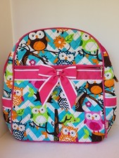 N.Gil Quilted Backpack Sling Bag Owl Chevron 