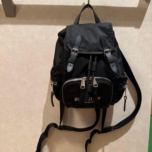 Burberry Nylon Backpack Black Logo Durable Travel Rucksack for Women