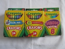 Lot of 3 Packs of Crayola Crayons 8-pack Neons 2 24 packs 2009 2014 2019