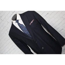 Saks Fifth Avenue Sport Coat Mens 48R Navy Ermenegildo Zegna Wool Modern Fit