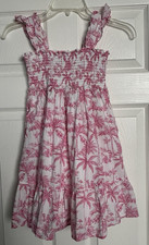 Janie and Jack Emily Smocked Sundress Size 8 Magenta Flamingo Toile Cotton