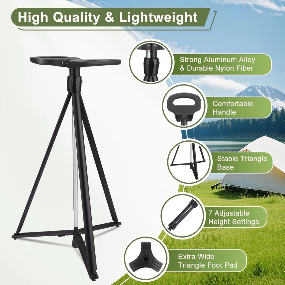 Gehstock mit Sitz Fläche Spazierstock Stuhl klappbar höhenverstellbar Aluminium - Bild 4 von 4