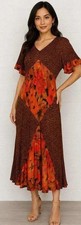 Carole Little 12 P Hibiscus Leopard Fit & Flare Bias Patchwork Midi Dress VTG