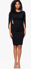 Betsy  Adam Cape Sleeve Crepe Sheath Dress