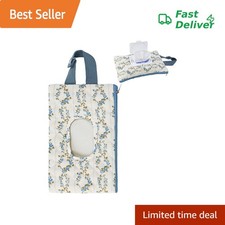 Portable Quilted Baby Wipe Holder, Floral Wipes Pouch for Stroller, Diaper Ba...