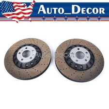 New Pair Set of 2 Front 375mm Drilled Brake Disc Rotors for 2018-2023 Audi RS5