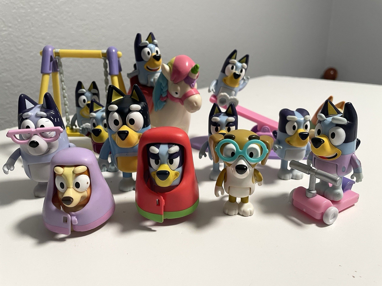Bluey Figure Lot + Swing Seesaw Scooter Unicorn Grannies & More!