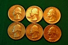 Mixed Lot of Six (6) Circ 90% Silver Washington Quarters - 1952(2),53D,54D,56,59