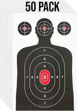 50 Pack Paper Shooting Target for Gun Range - Silhouette Paper Target Practice f