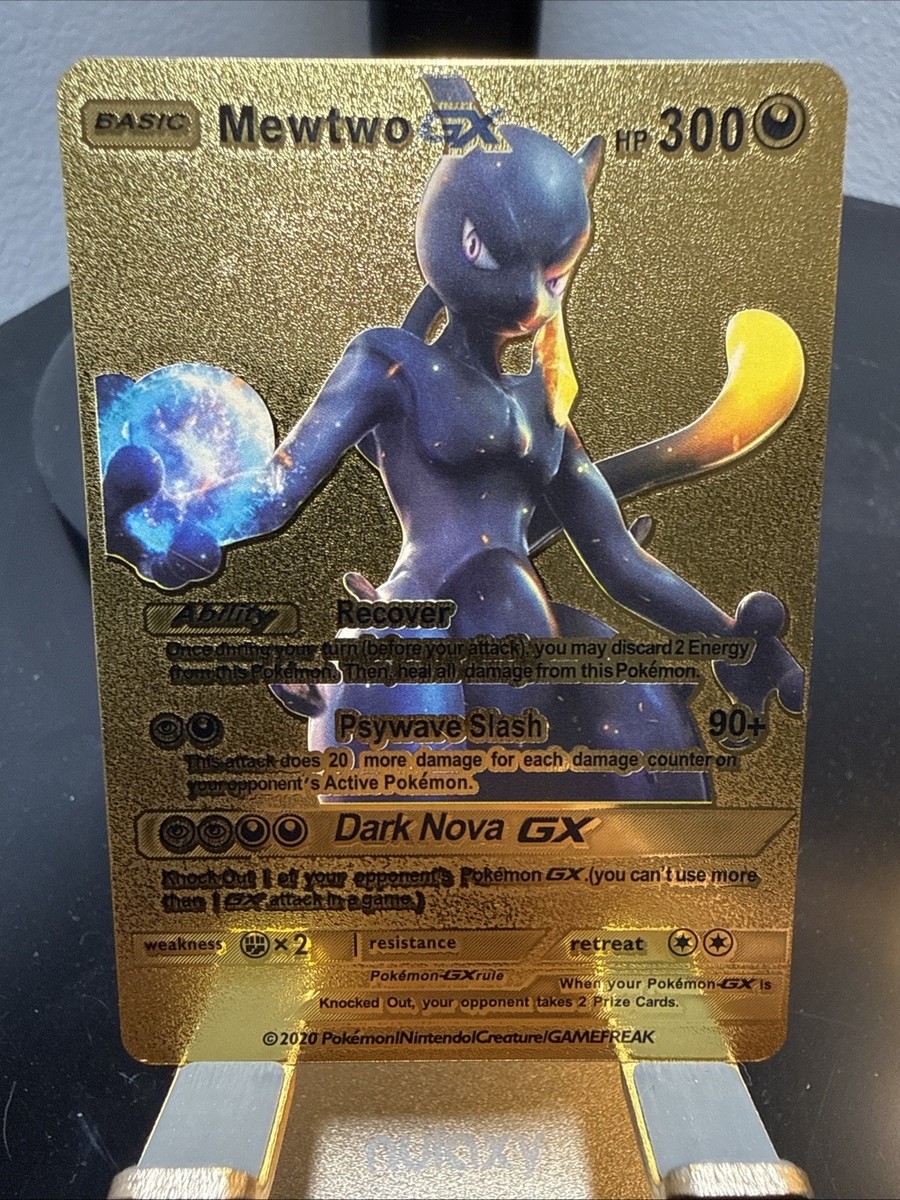 Pokémon Mewtwo GX 300hp Gold Foil Fan Art Collector Card | eBay