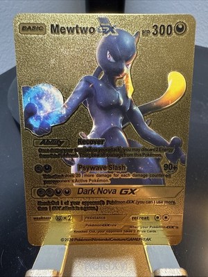 Pokémon Mewtwo GX 300hp Gold Foil Fan Art Collector Card | eBay