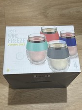 Host Wine Freeze Cooling Cups: Set of 4 Plastic Double Insulated NIB
