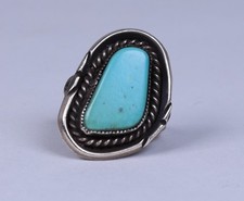 Navajo Ring Sterling Silver with Turquoise Size 5