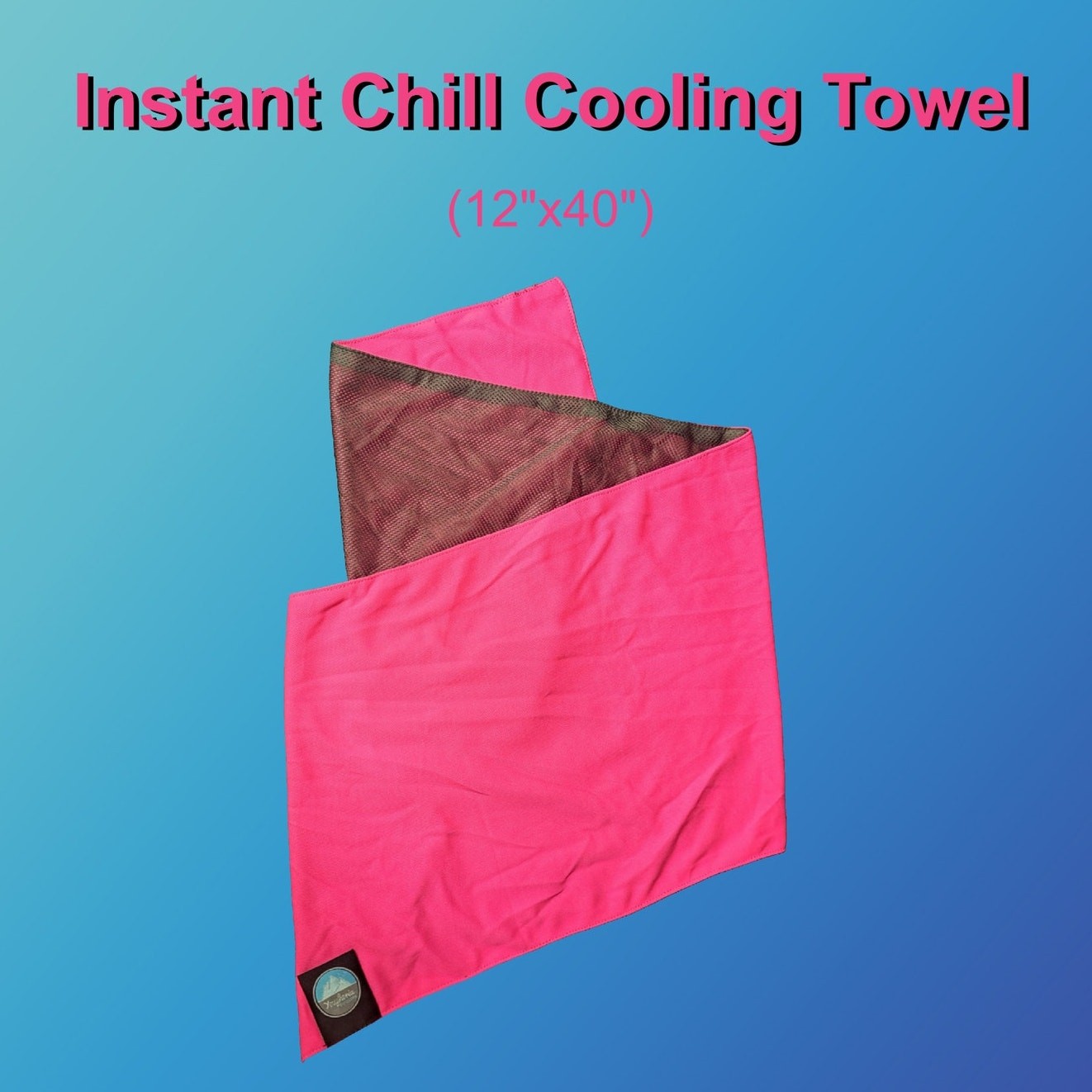 Instant Chill Cooling Towel 12x40 Inches Dual-Layer Snap Tech Pink & Gray