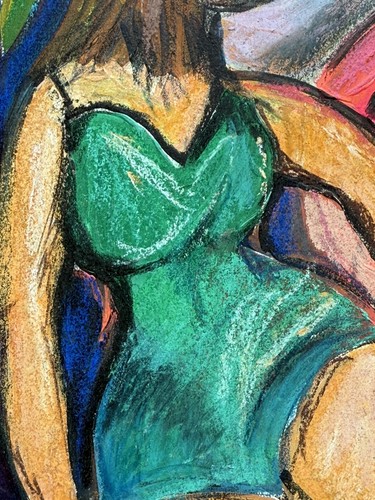 Dipinto originale 2020 di MBollen figure di donne rosa verde ragazze donne - Foto 5 di 5