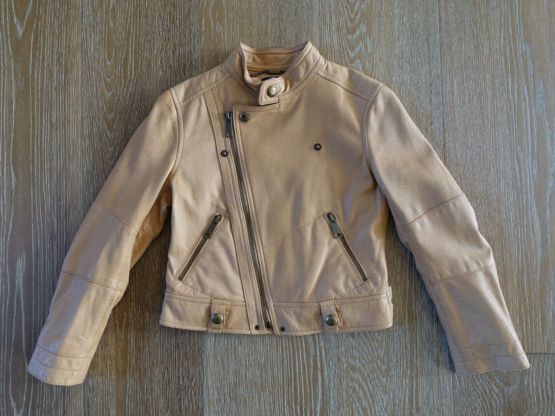 Ralph Lauren Girls 100% Real Lambskin in Tan Size S EUC