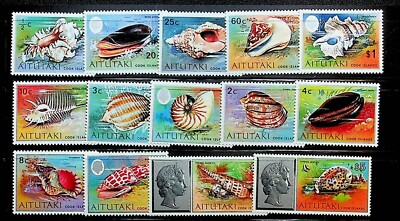 Aitutaki Sc 82-95 MNH Full Set of 1974-75 - Sea Life-Pasific Shells