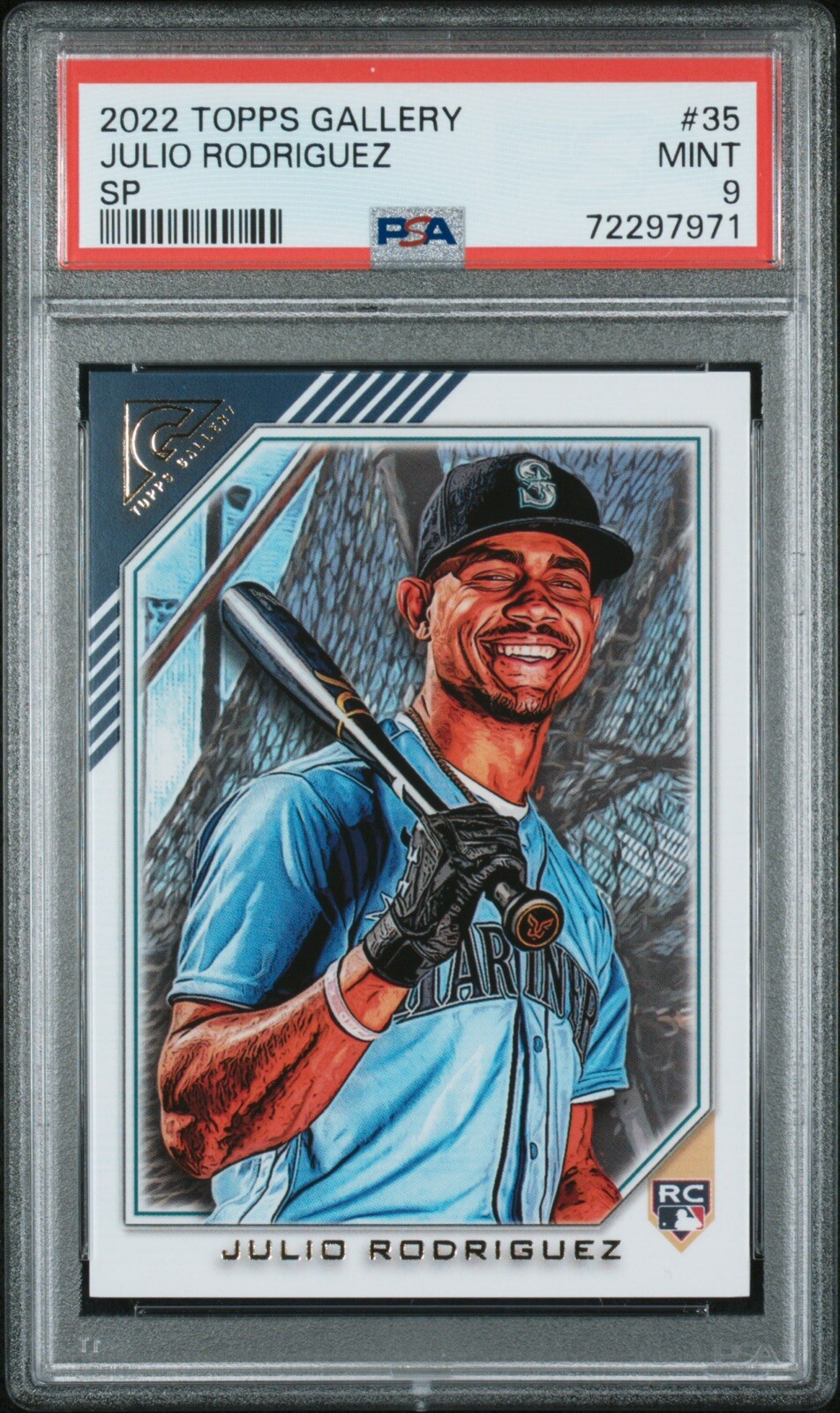 2022 Topps Gallery Julio Rodriguez Art Variation SP RC PSA 9