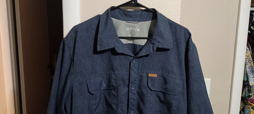 Orvis Mens Short Sleeve Button Down Shirt Size XXL Dark Blue - Picture 7 of 13