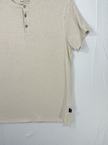 Men’s Kenneth Cole Tan Half Button Henley Shirt, Size Small Organic Cotton - Picture 3 of 9