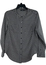 Apt. 9 Women's Petite Top Size PM Black, Gray, White Button Down Blouse