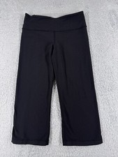 Lululemon Pants Women 4 Black Wide Leg Crop 20" Gym Yoga Workout Casual READ