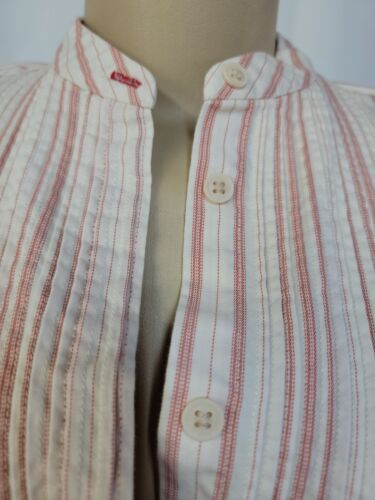 UNIQLO INES DE LA FRESSANGE COTTON ivory red TWILL PIN TUCK SHIRT SIZE XS #W4 - Picture 2 of 11