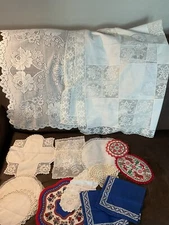 Vintage linens mixed sizes and materials