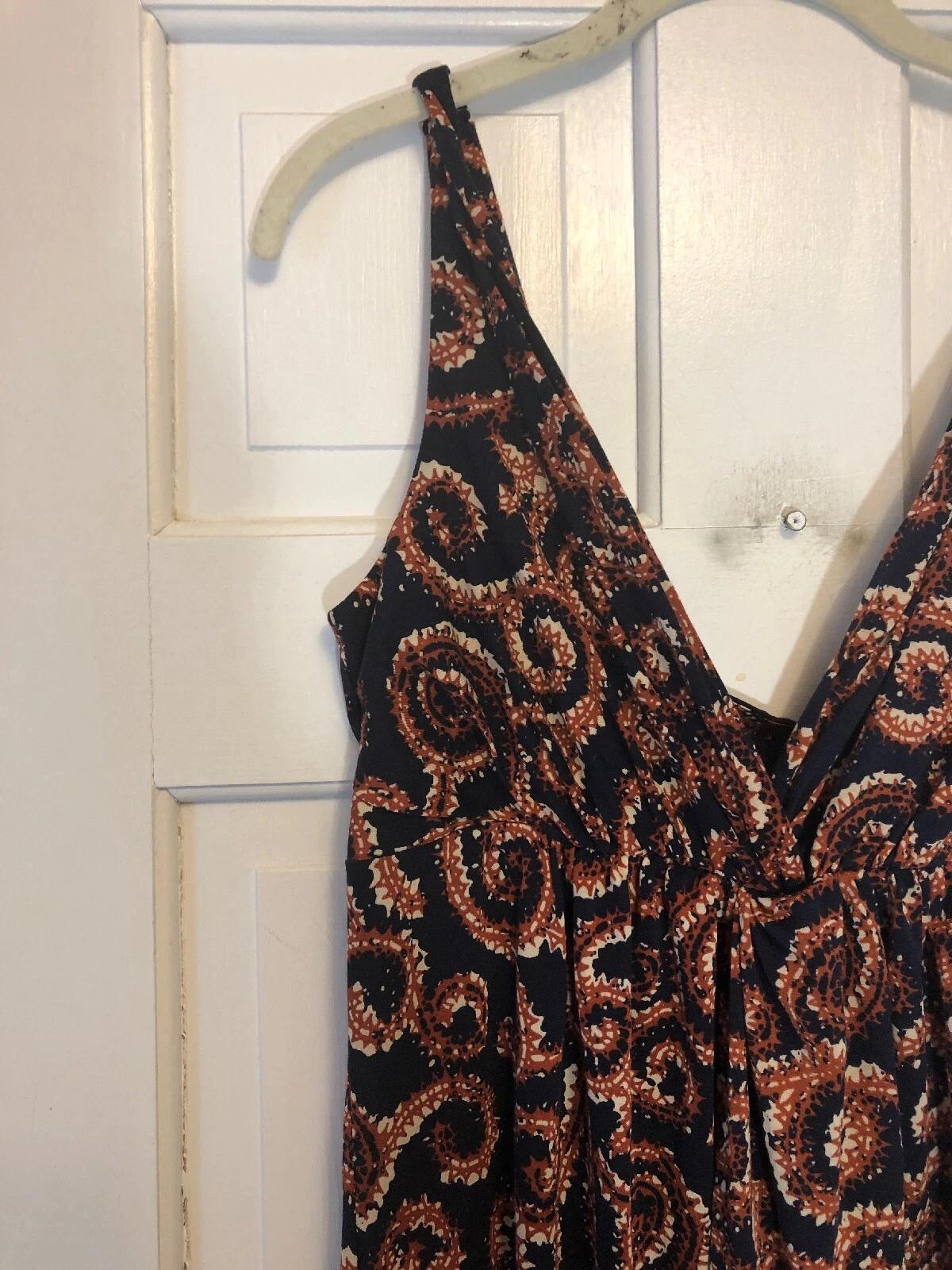 118. Maxi abito Tory Burch blu navy sapello corallo nuovo con etichette M $425