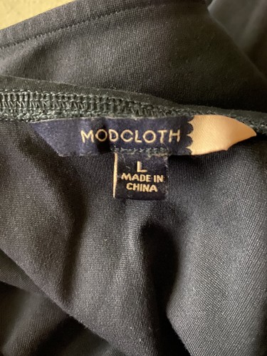 ModCloth Dress Womens Large Navy Work to Play A-Line Rainbow Collar Office Work - Picture 12 of 15