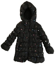 OshKosh B'gosh Hearts Puffer Coat Blue 2T Girls Hood Fleece Lined Jacket