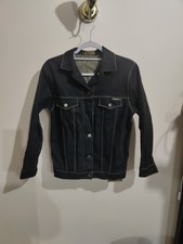 Gloria Vanderbilt Denim Jean Trucker Jacket Womens Medium Black Distressed