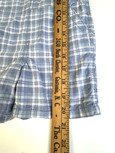 Osh Kosh B'Gosh Shortalls Overalls Boy's 2T Blue Plaid One Piece Shorts - Picture 4 of 10