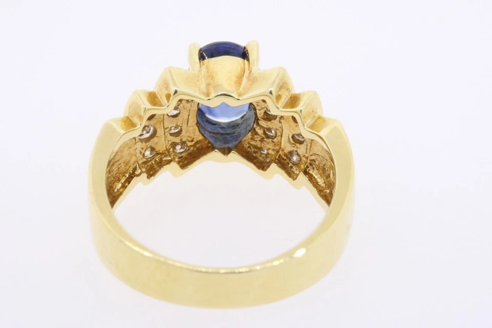 Anillo de diamantes con zafiro de Levian de oro amarillo de 18 quilates conjunto de canales ovalados talla 7,25 Foto 3 de 4