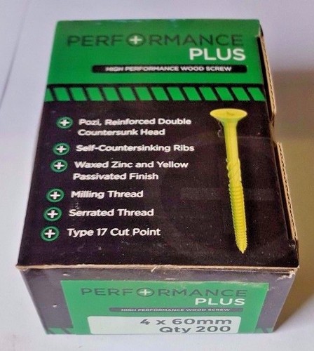 4 x 60mm PERFORMANCE PLUS WOODSCREWS (Box of 200) - Picture 2 of 2