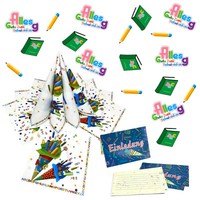 SchuleinfüHrung Einschulung Deko Set - Servietten + Einladungskarten + Konfetti
