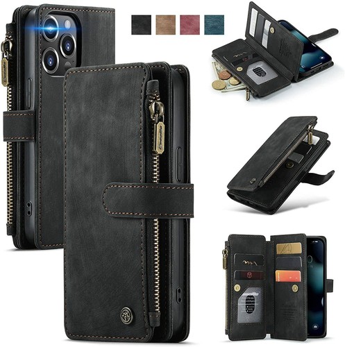Zipper Leather Card Wallet Phone Case For iPhone 11 12 13 14 15 16 Pro Max XR XS - Picture 13 of 44