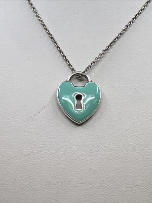 Tiffany & Co Large Turquoise 18.8x15.5mm enamel Heart Lock Keyhole