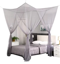 4 Corner Post Elegant Canopy Bed Curtains for Full Queen King Bed,Mosquito Ne...